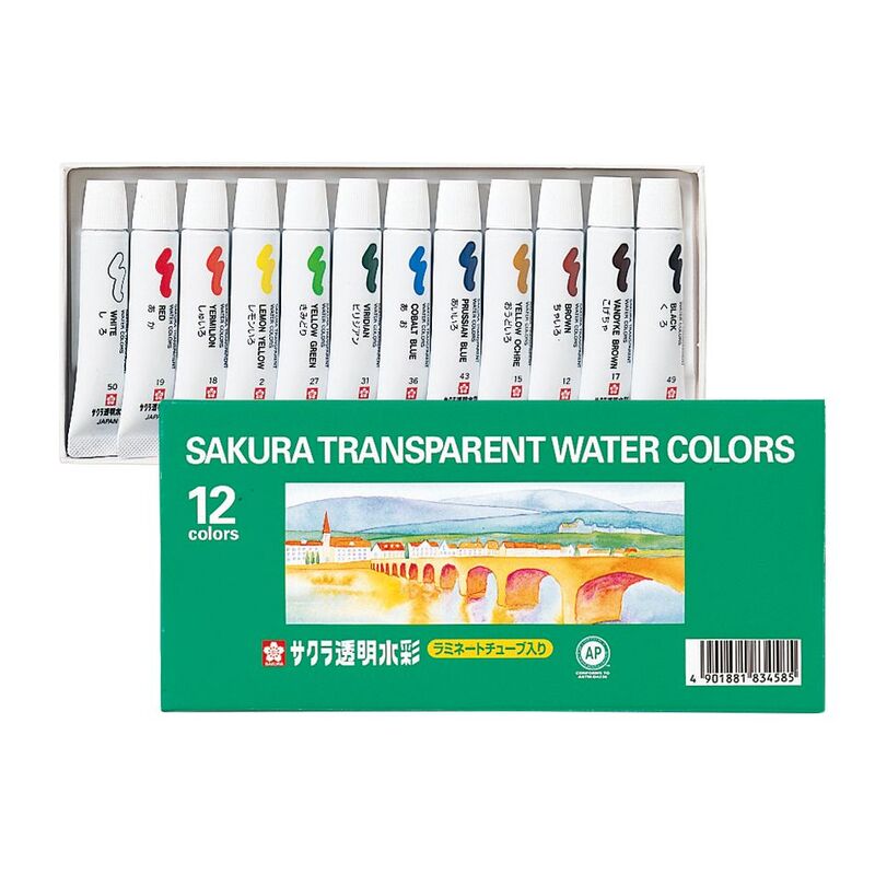 Transparent Water Colors 12 Color Set