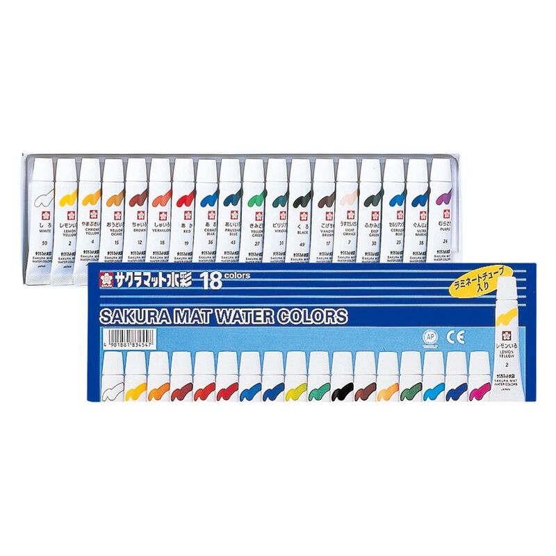 Mat Water Colors 5ml in Laminated T Ubes 18 Color Set