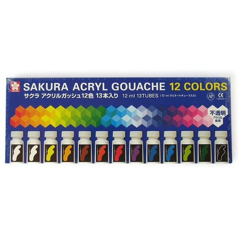 Acrylic Gouache in Laminated Tubes 12 Color Set
