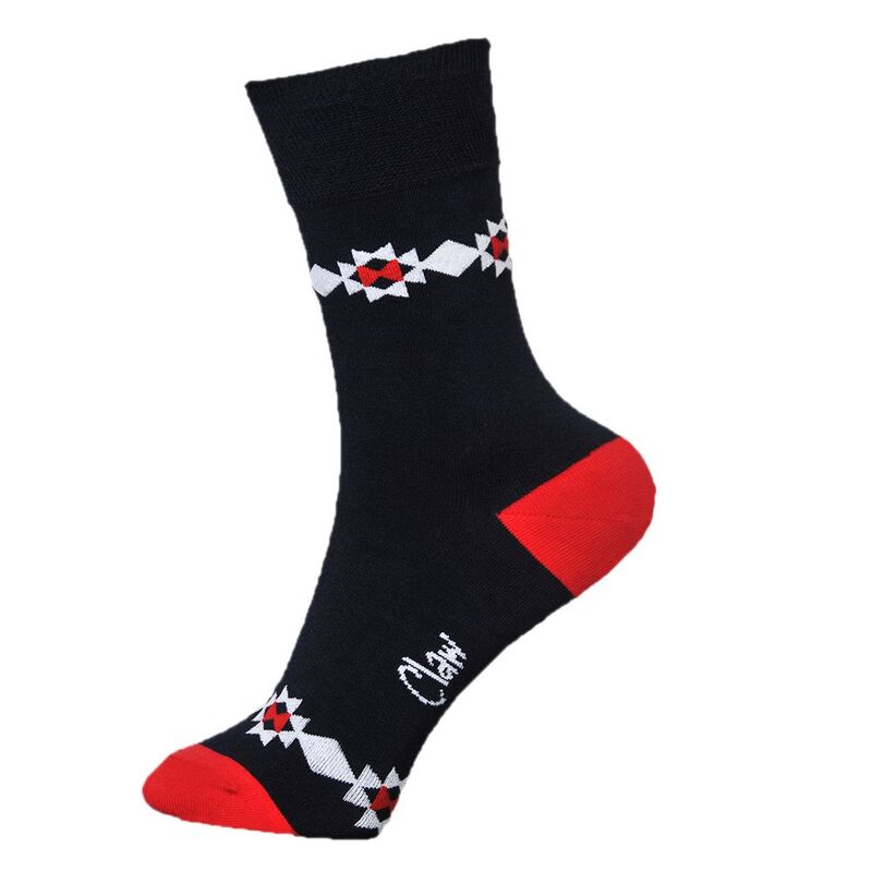 Black & Red Sado Half Crew Cotton Socks