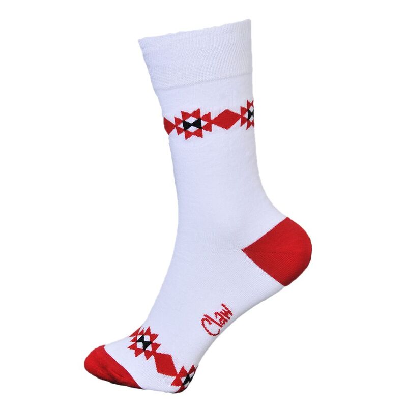 White & Red Sado Half Crew Cotton Socks