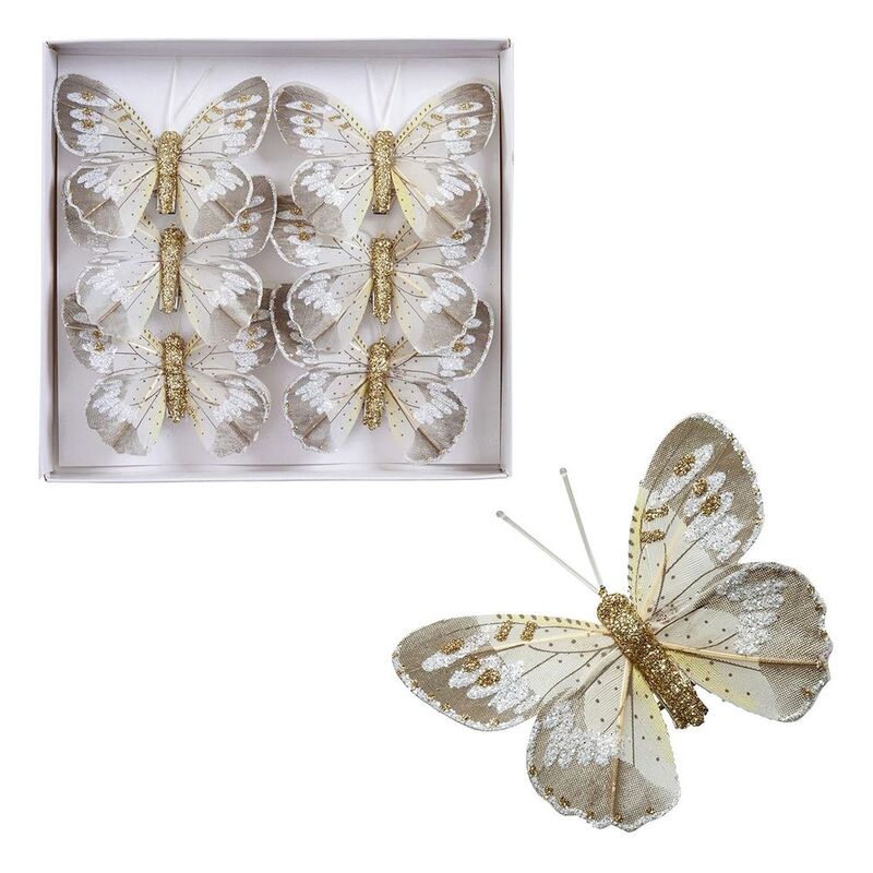 Transomnia Set of 6 Dusky Brown Feather Butterfly Clips