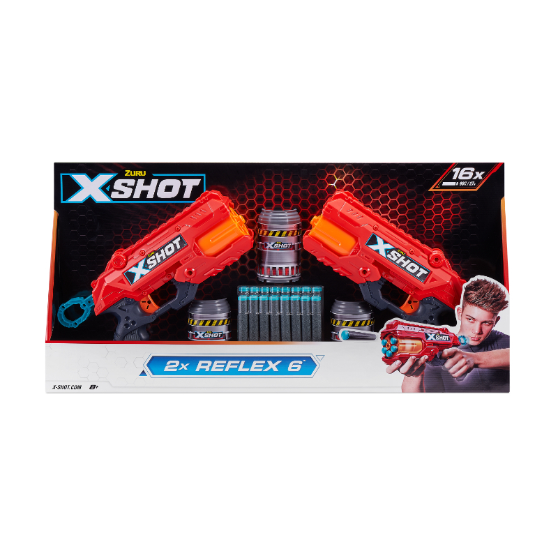 X-Shot Excelreflex 6 Double Pack (2 Shooters 3 Cans 16 Darts)
