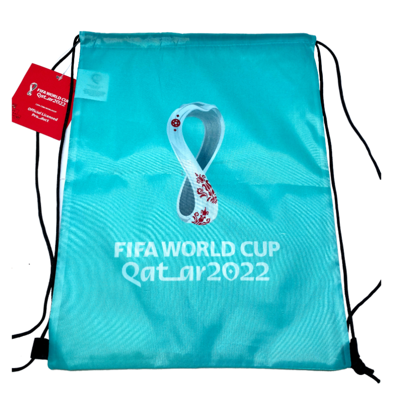 شنطة برباط على شكل حرف T تحمل الشعار الرسمي لكأس العالم فيفا 22