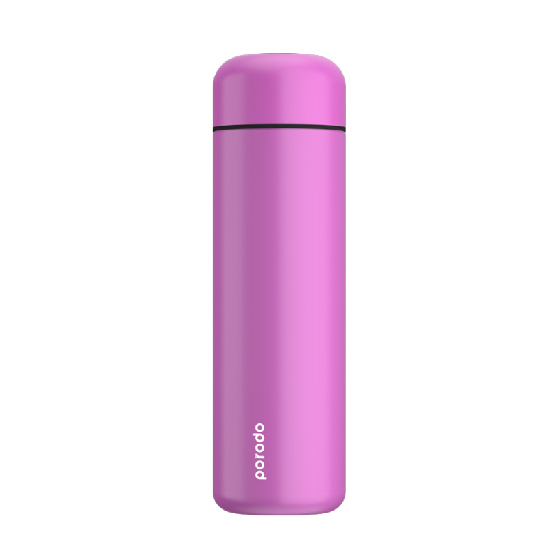 Porodo Smart Water Bottle With Temperature Indicator 500Ml ( Round Shape ) - Pink