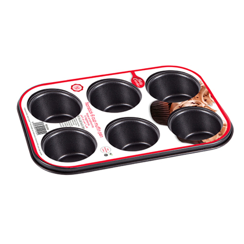 Betty Crocker Muffin Pan 6 Cups (26.5X18.5X3Cm-Thickness 0.4Mm)