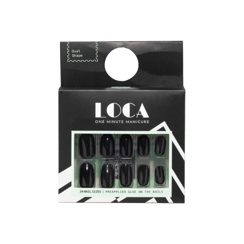 Loca Press On Nails Black Oval Shape