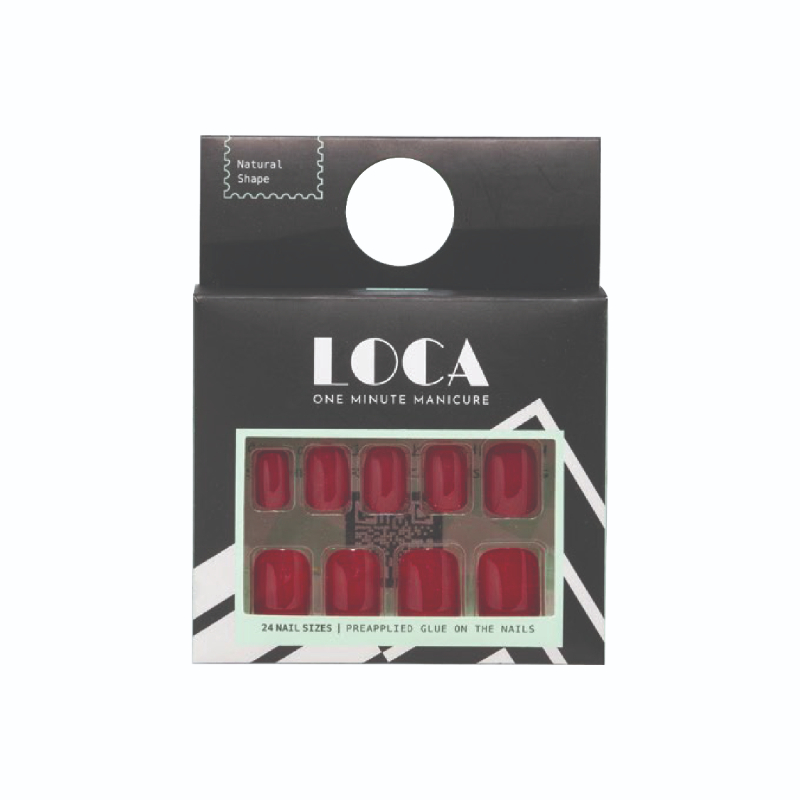 Loca Press On Nails Red Natural Shape
