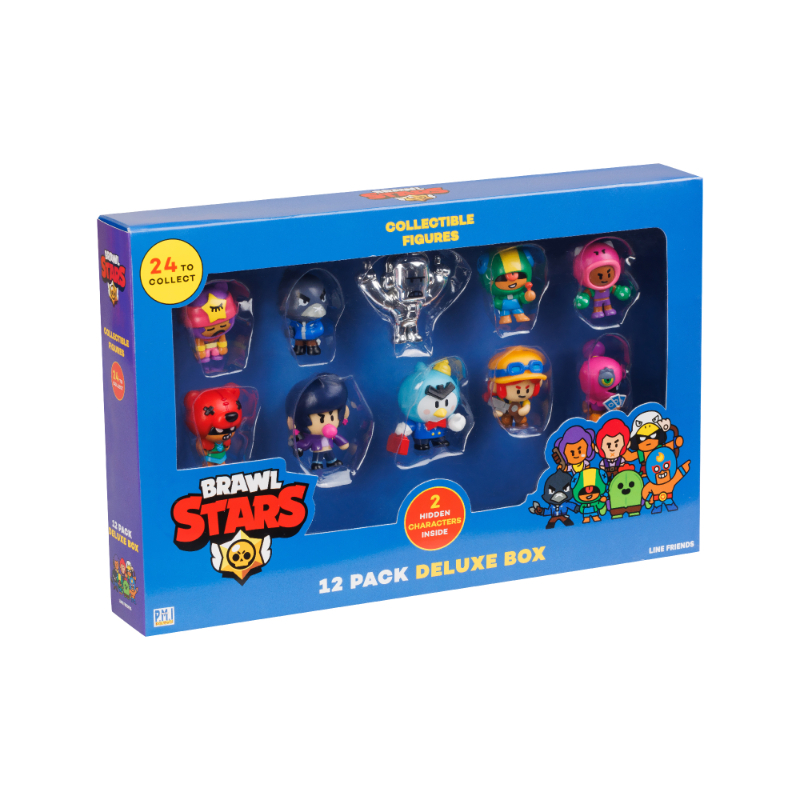 Brawl Stars Figures 12 Pack Deluxe Box (S1) Including 2 Silver And 1 Gold Characters