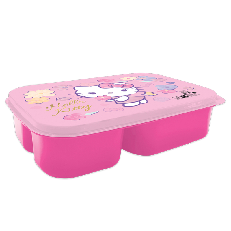 Hello Kitty Kids Plastic Lunch Box 3 Compartment - Pink