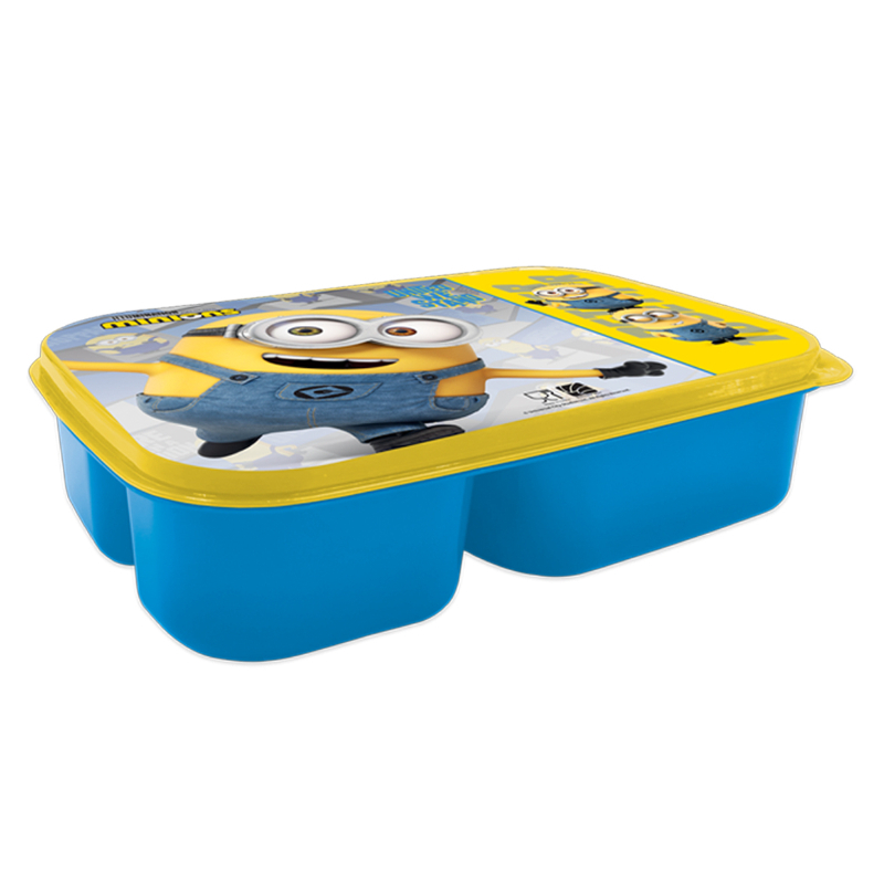 Minions Kids Plastic Lunch Box 3 Compartment - Blue