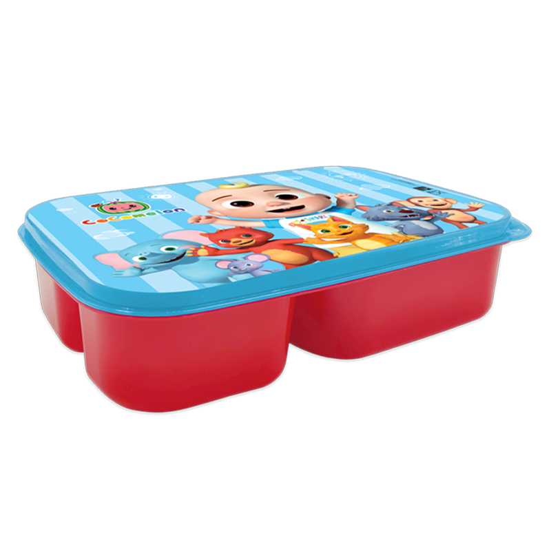 Cocomelon Kids Plastic Lunch Box 3 Compartment - Red