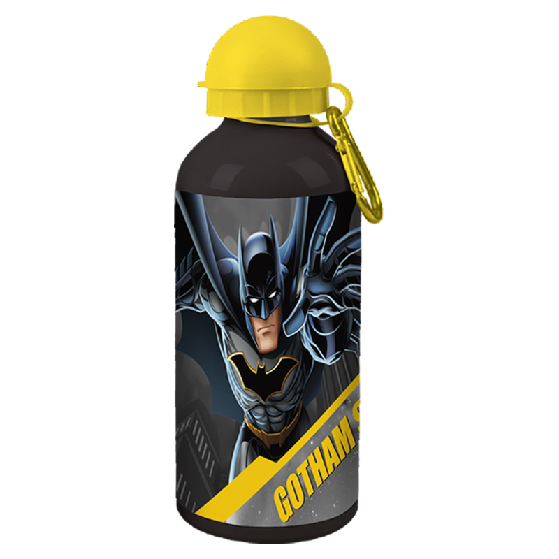 Batman Kids Aluminum Water Bottle 600Mlwith A Hook - Black & Yellow