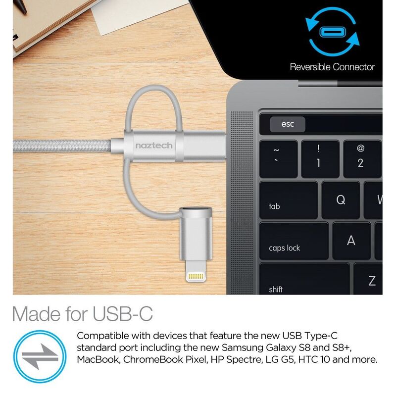 Naztech 3X1 Micro Lightning USBc Charge
