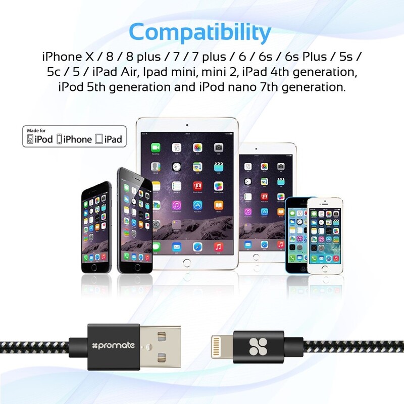 Promate Premium Metallic Data and Charge Cable