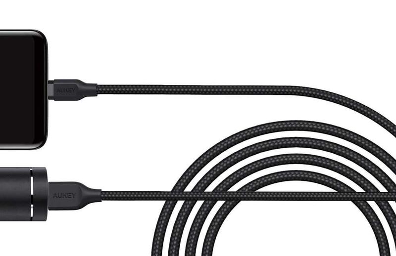 Aukey USB Type C Braided Cable 2M Aluminum Head Black
