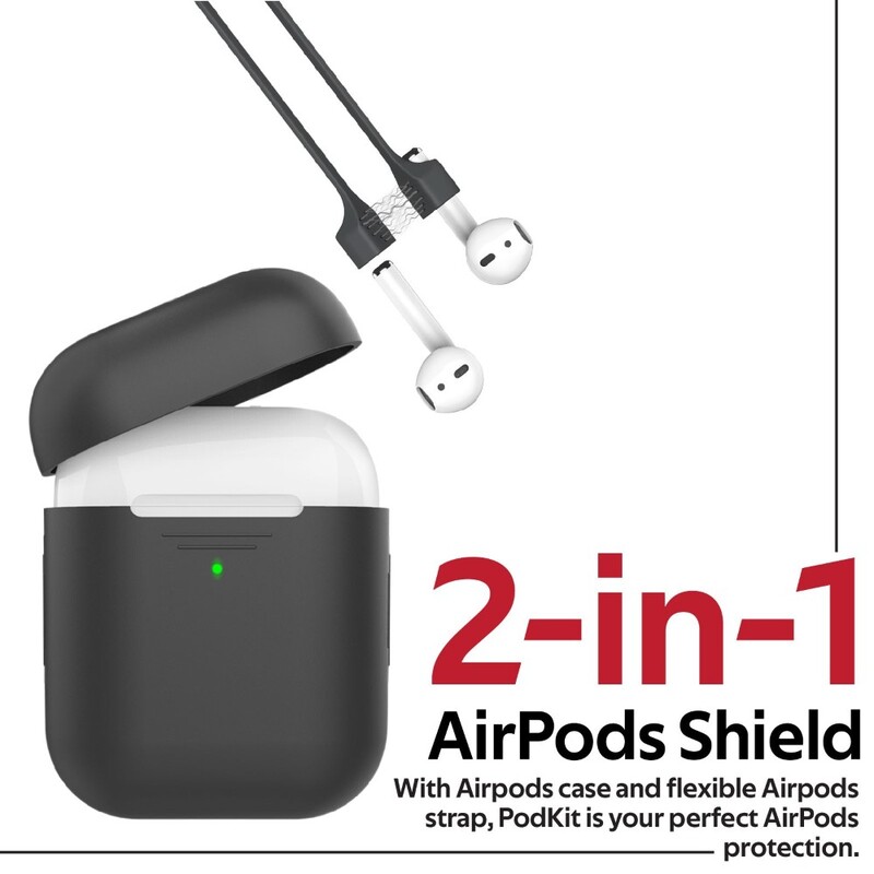 Promate Protective Case and Strap Kit for AirPods Black