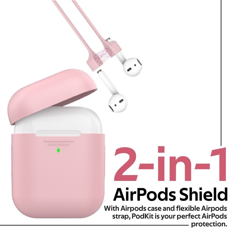 Promate Protective Case and Strap Kit for AirPods Pink