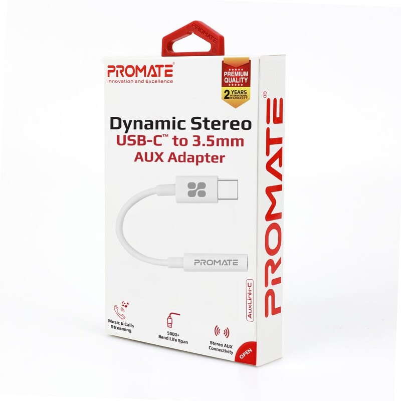 Promate Dynamic Stereo USB C to 3 5mm Aux Adapter
