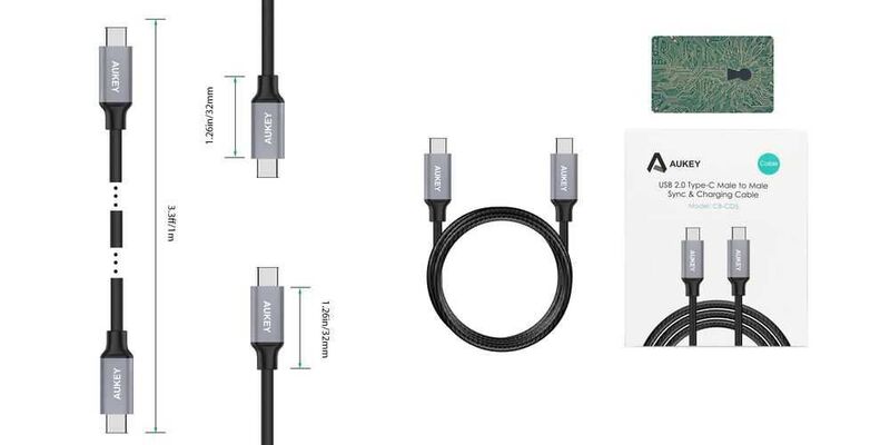 Aukey USB C to USB C 1M Cable Black
