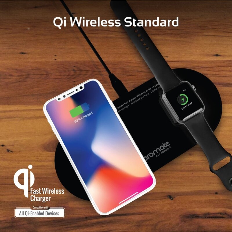 Promate Wireless Charging for Apple iPhone and Aw Black