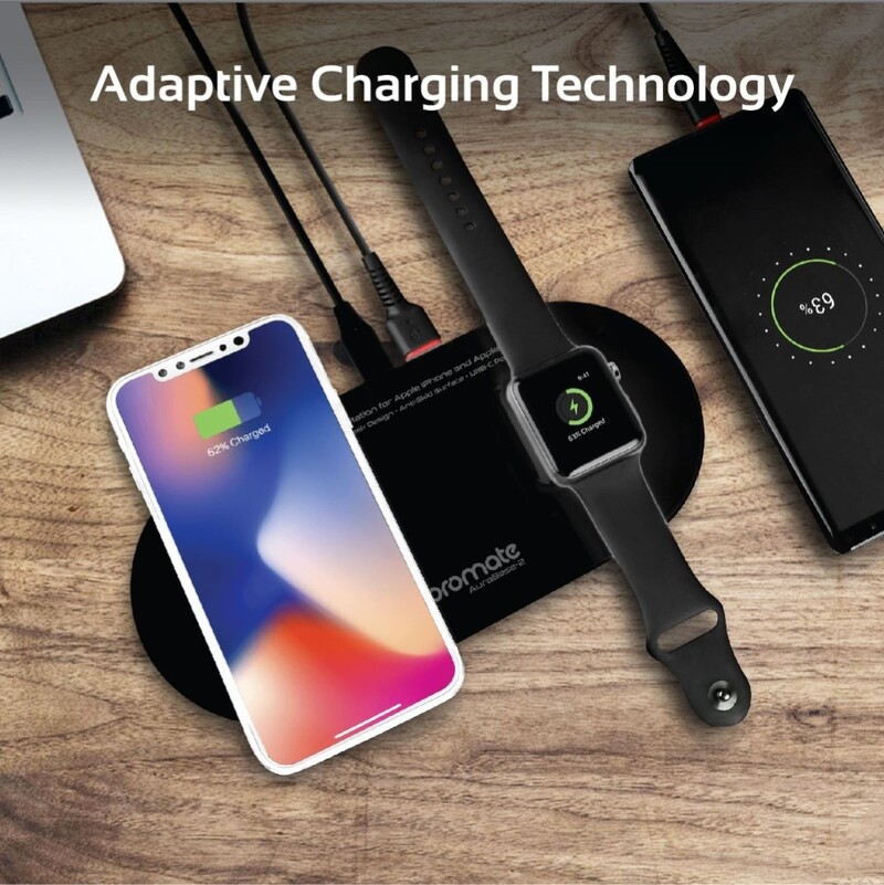 Promate Wireless Charging for Apple iPhone and Aw Black