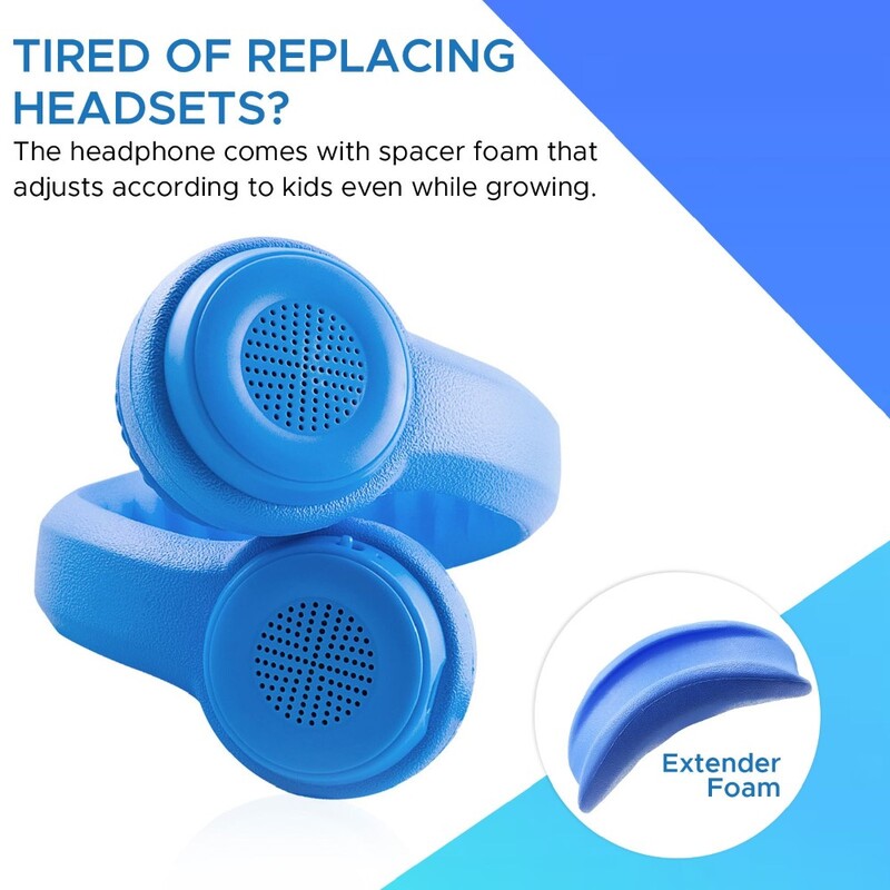 Promate Made for Kids Flex Foam Wireless Headphone Blue