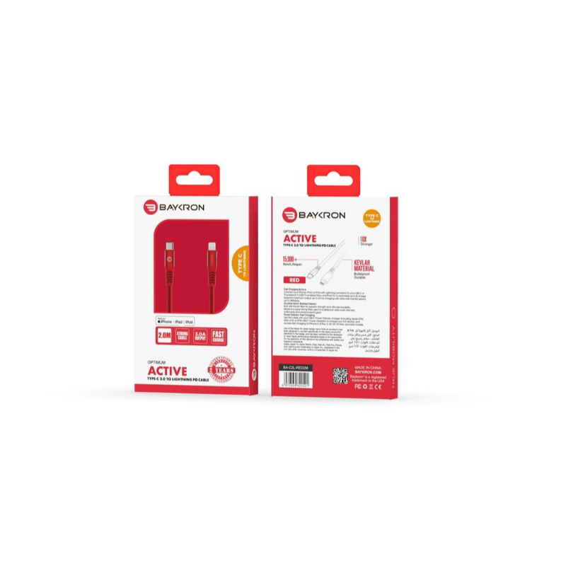 Baykron Cable Type C to Lightning 2 M Red