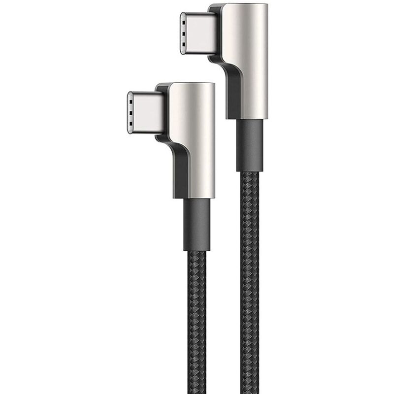 Aukey Cb-cmd38 Impulse Braided Series USB-C to C Cable with 90 Degrees Connector 2M - Black