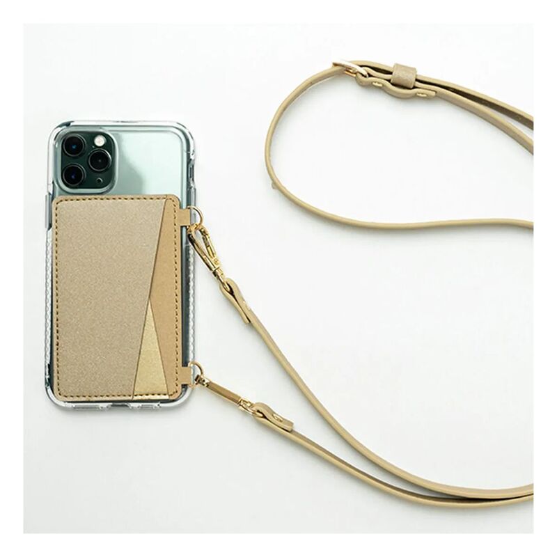 Crossbody Phone Wallet with Strap Gold
