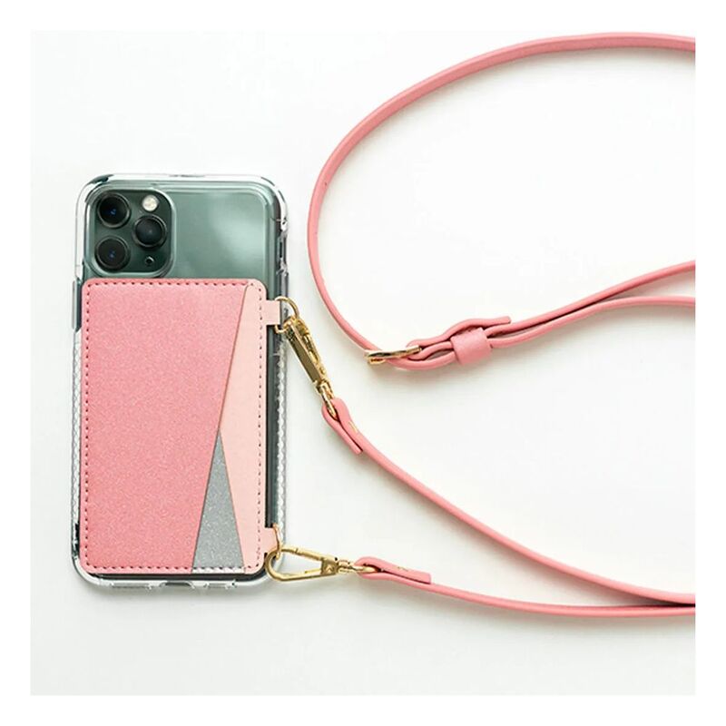 Crossbody Phone Wallet with Strap Pink