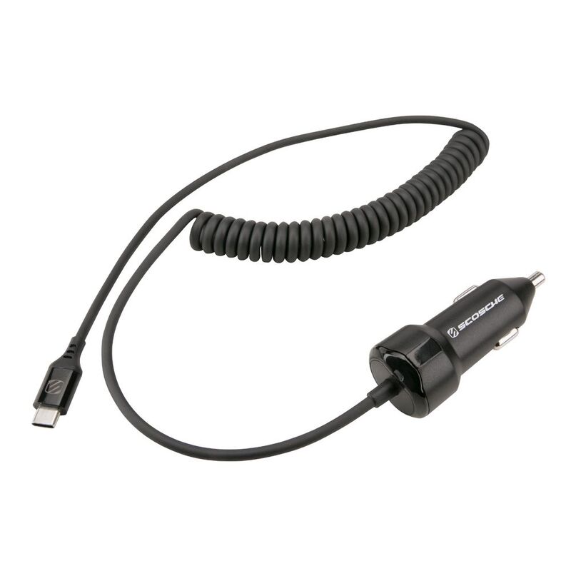 Scosche Power Volt USB-C Fast Charger for Car with CoiLED Cable - Black
