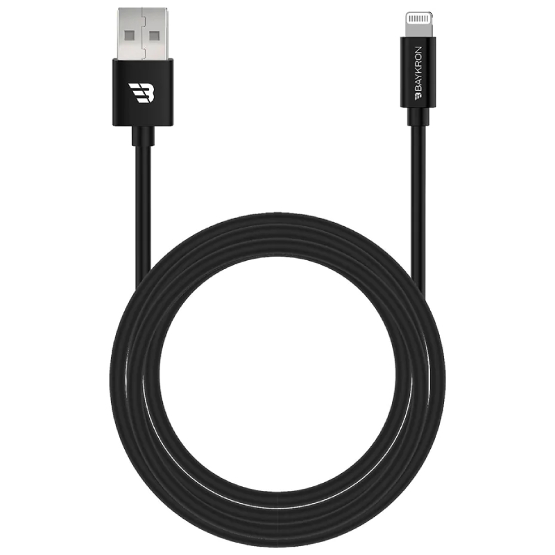 Baykron USB A to Ligthing Cable 3A MFI Certified 1.2 M Tpu Black
