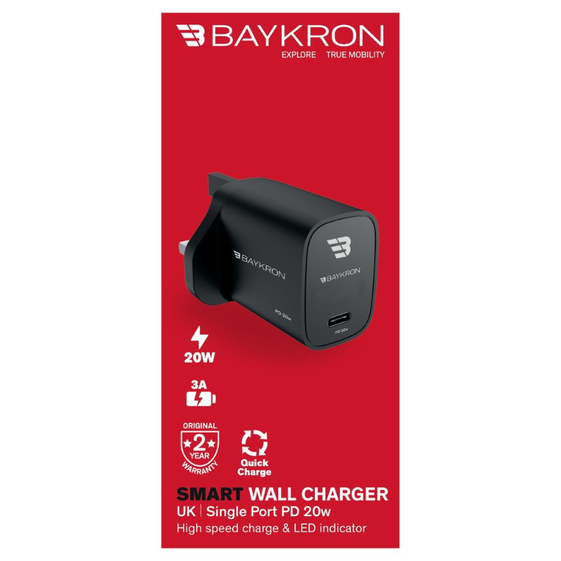 Baykron 20W Power Delivery Usb-C Wall Charger Uk Black