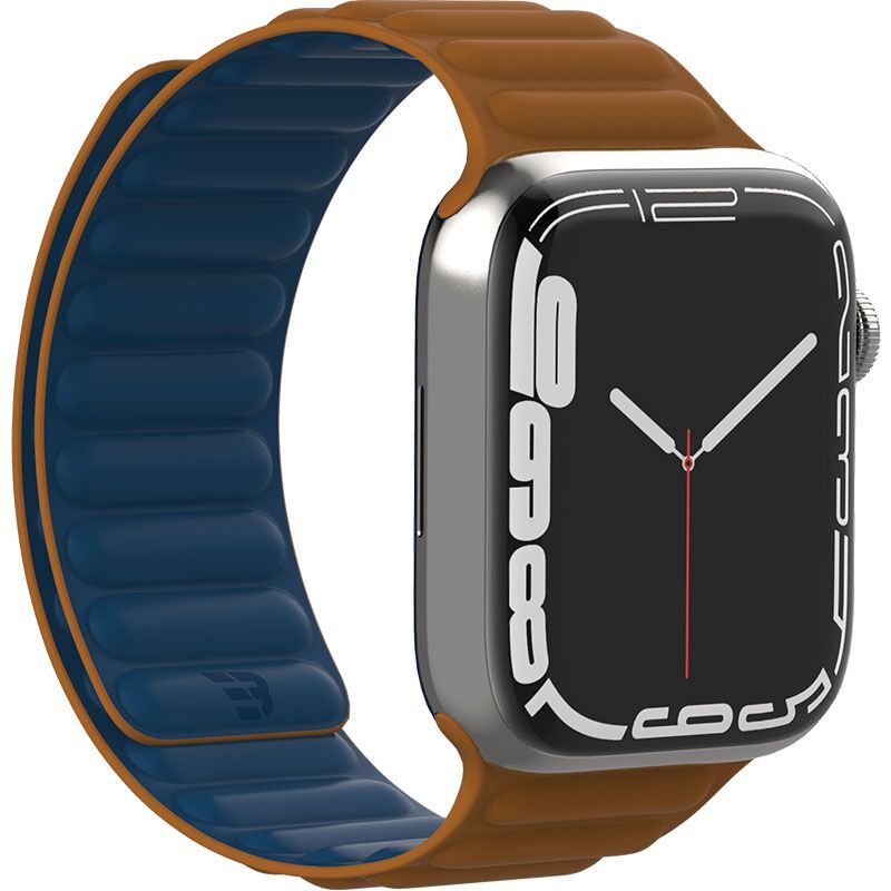 Baykron Silicone Magnetic Strap For Apple Watch 45Mm Blue/Brown