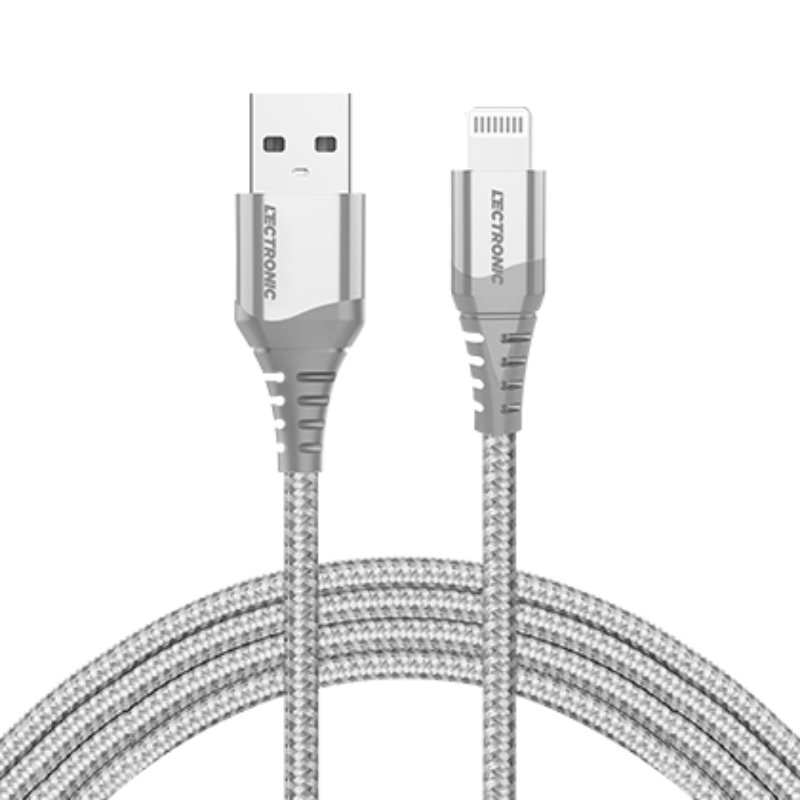Lectronic Premium Nylon Braided Charging/Sync. Cable Type A-To Lightning Mfi Certified 1.5M Gray