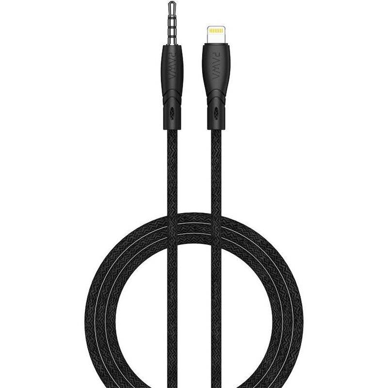 Pawa Braided 3.5 to Lightning AUX Cable 1.2M Black