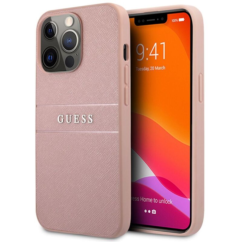 Guess Pu Leather Case Saffiano Iphone 13 Pro Pink