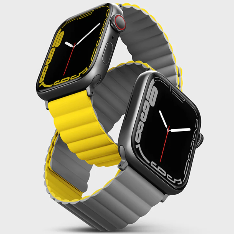 Uniq Revix Reversible Magnetic Apple Watch Strap 45/44/42Mm - Mustard (Mustard/Khaki)