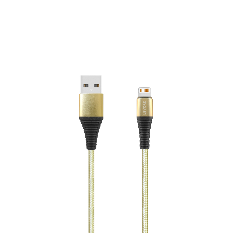Levore Usb-A To Lightning Nylon Cable Mfi Certified 1.0M - Gold