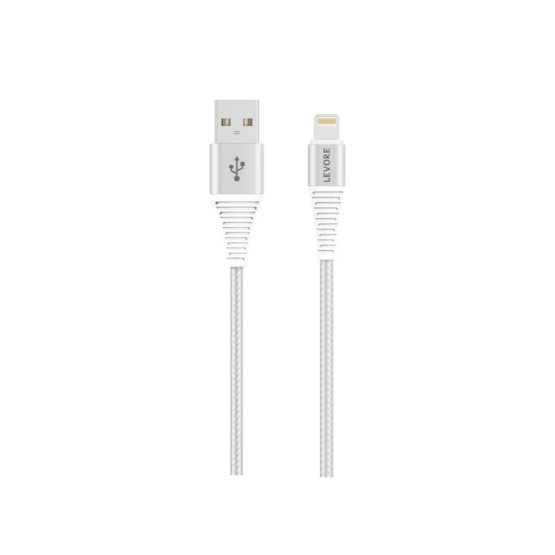 Levore Usb-A To Lightning Nylon Cable Mfi Certified 1.0M - White