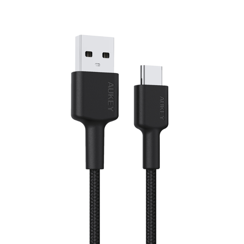 Aukey Braided Nylon Sync Charge Usb-A To Usb C Cable 0.9M Cd30 Black