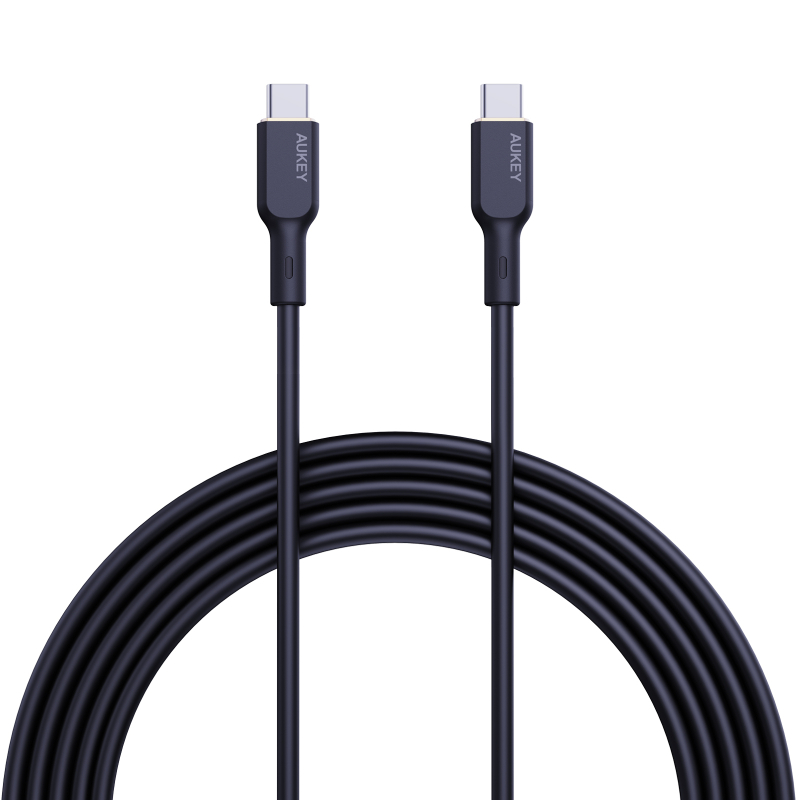 Aukey 100W Pd Silicone Usb-C To Usb-C Cable 1M Scc101 Black
