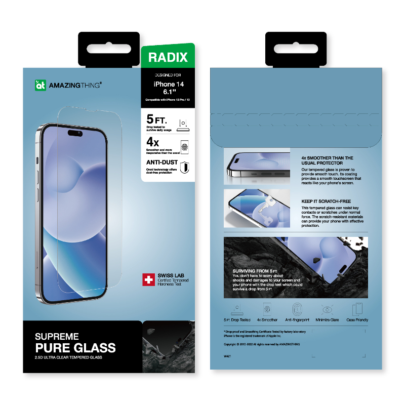Amazingthing Iphone 14 Pro 2.5D Pure Glass With Sleeve Packaging