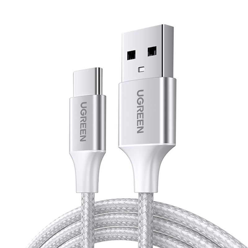 Ugreen Usb-C Male To Usb 2.0 Male Cablealuminum Braid 3M (Silvery White)