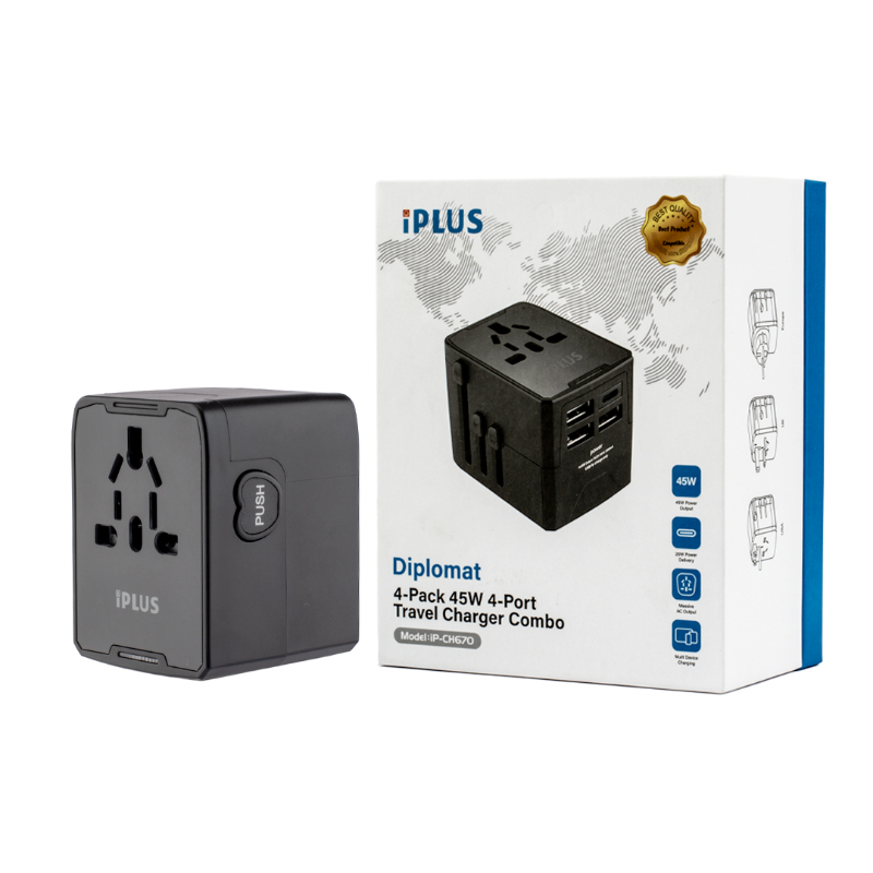 I-PLUS Diplomat Travel Charger Combo 4 Pack 45W 4 Port