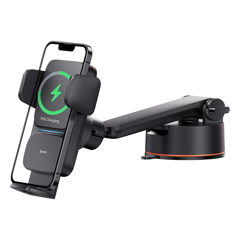 Baseus Wisdom Auto-Closing Mobile Holder With Base And 15W Wireless Charger Black Color