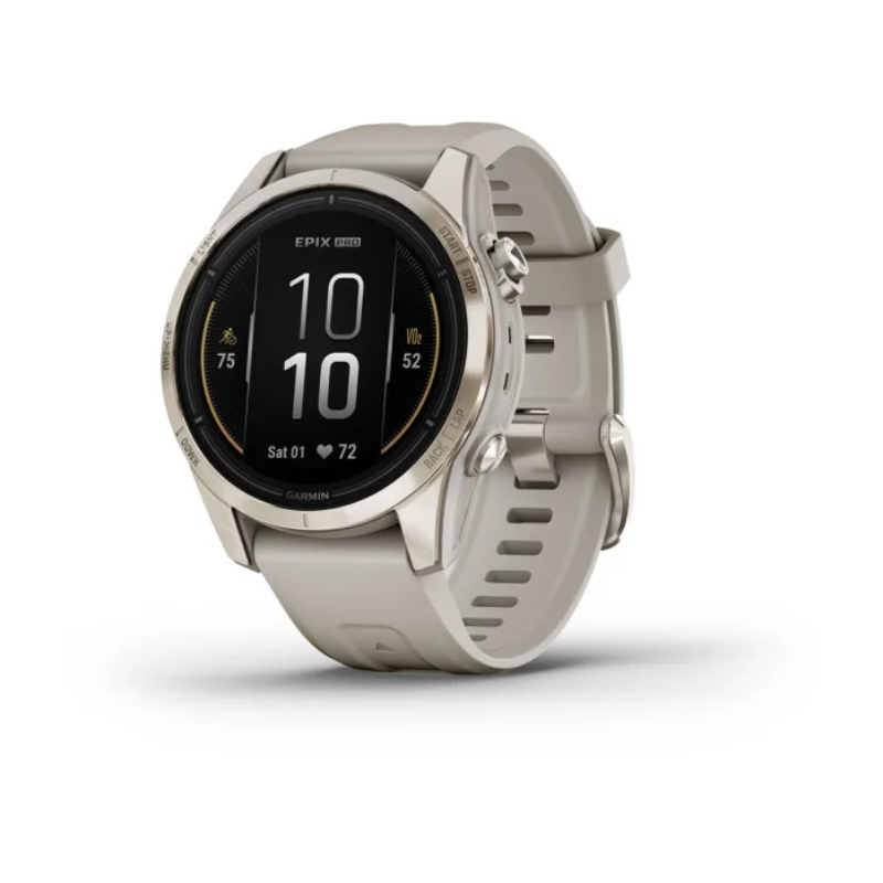Garmin Epix Pro (Gen 2) Sapphire Edition 42Mm Soft Gold Stainless Steel With Light Sand Silicone Band