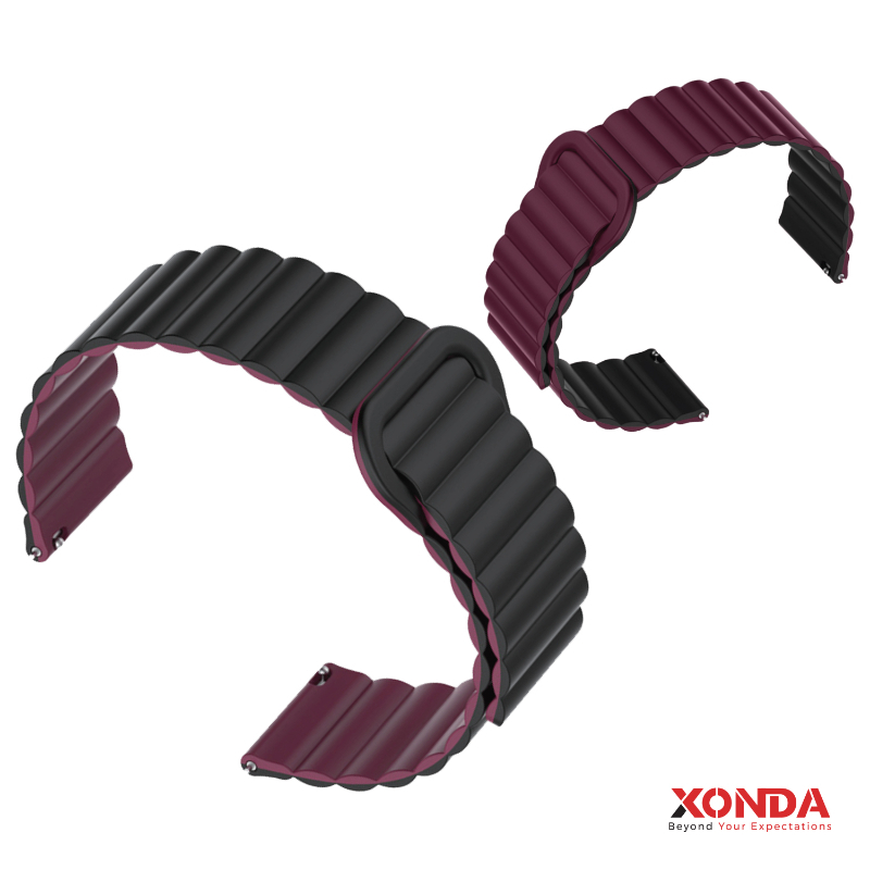 Xonda Double Magnetic Face Watch Strap (42/44/45) Black Wine Red