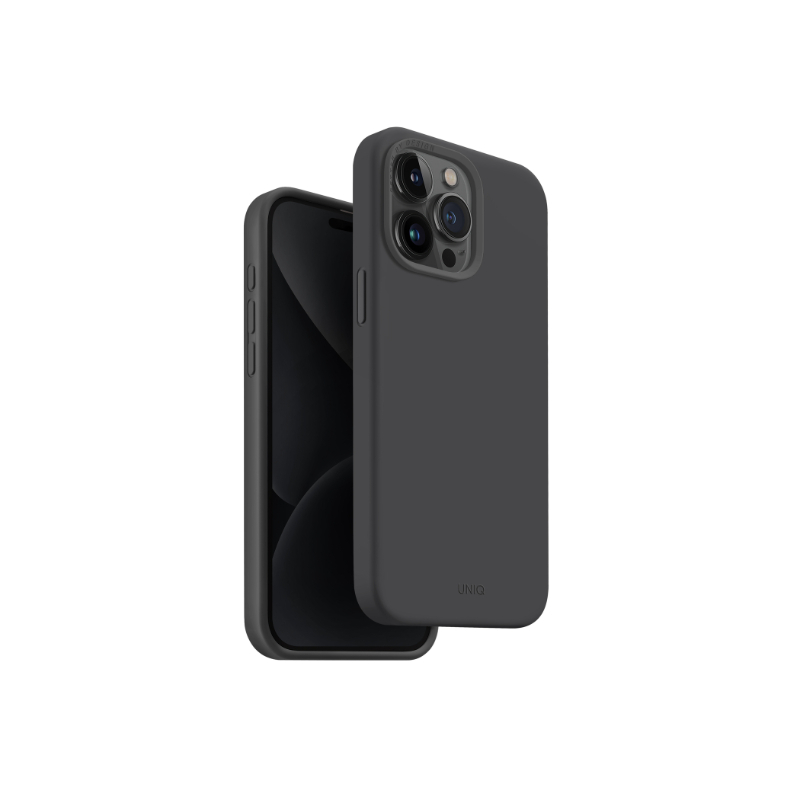Uniq Hybrid Cover For Iphone 15 Pro Magclick Charging Lino Hue Charcoal Grey